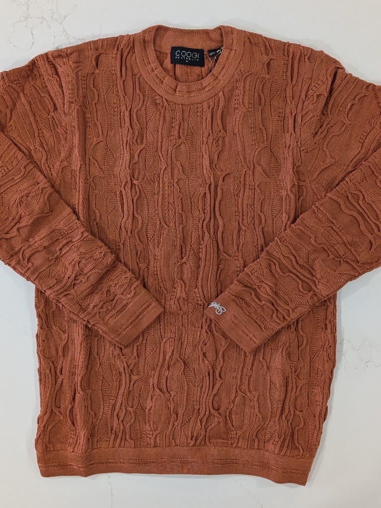 Coogi Nwt Classic 3d Knit Sweater Copper Size M Mercerized Cotton $575 Slim Fit